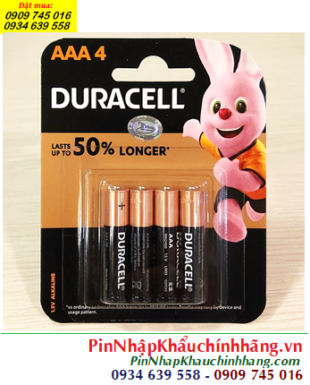 Duracell LR03 MN2400B4, Pin AA 1.5v alkaline Duracell LR03 MN2400B4 (Lasts up to 50% longer) /Vỉ 4viên